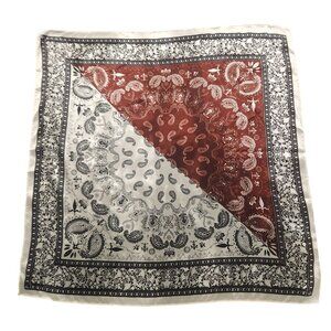 Paisley Print Scarf Square Bandana Burgundy Black & Cream Design 20" Unisex